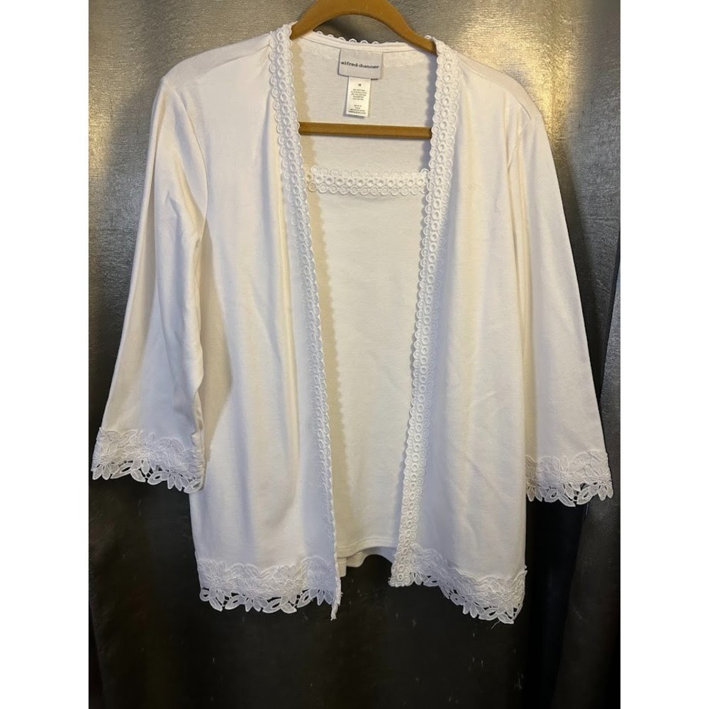 Alfred Dunner White Two-for-One Knit Top